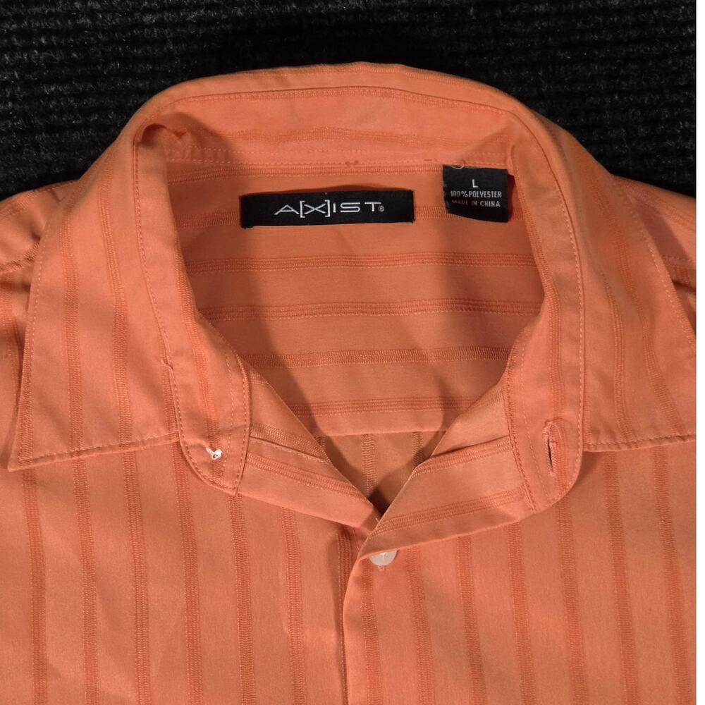 Axist Rust Orange Tonal Stripe Camp Shirt Mens L
